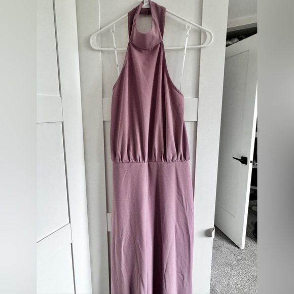 NEW Lulu’s Dusty Pink Halter Jumpsuit Wide Leg High Waist Size Small - Picture 9 of 12
